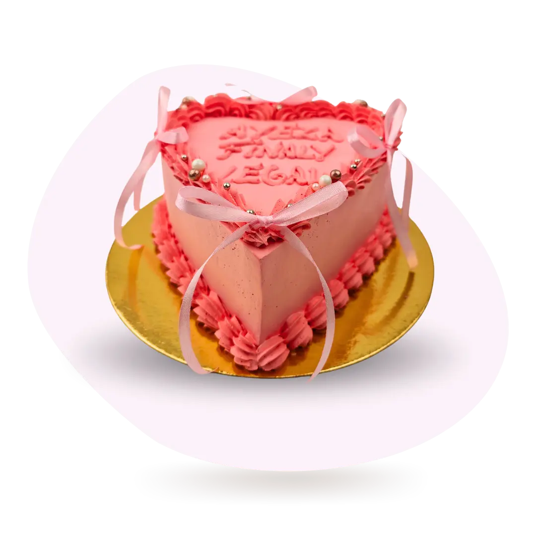 Tarta Coquette Corazón Nata Rosa